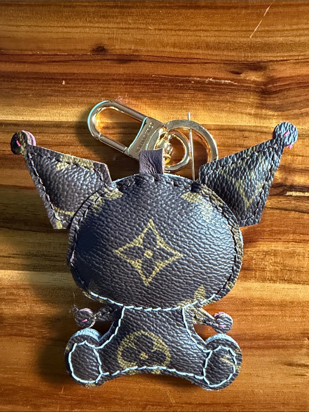Upcycled Kuromi-Style Keychain - Pink Accents - Picture 2 of 2